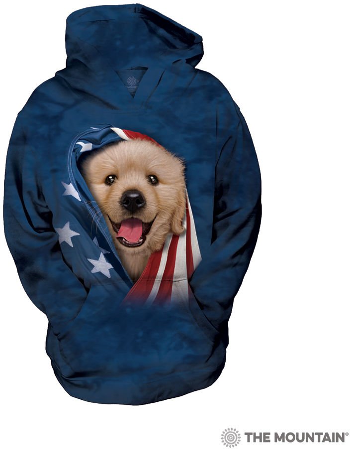 Детская толстовка Mountain c капюшоном - Patriotic Golden Pup