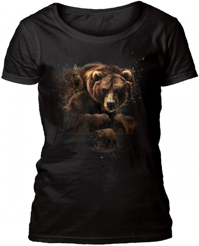 Женская футболка Mountain широкий ворот - Grizzly Power
