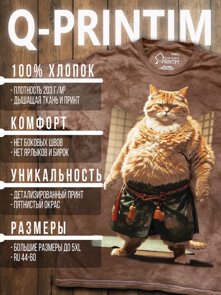 Футболка Q-Printim - Кот-Сэнсэй