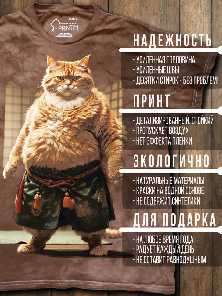 Футболка Q-Printim - Кот-Сэнсэй