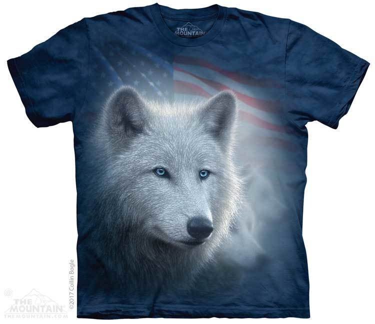 Футболка Mountain -  Patriotic White Wolf