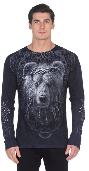 Тотальная 2-х сторонняя футболка Krasar с длинным рукавом - Мудрый медведь
