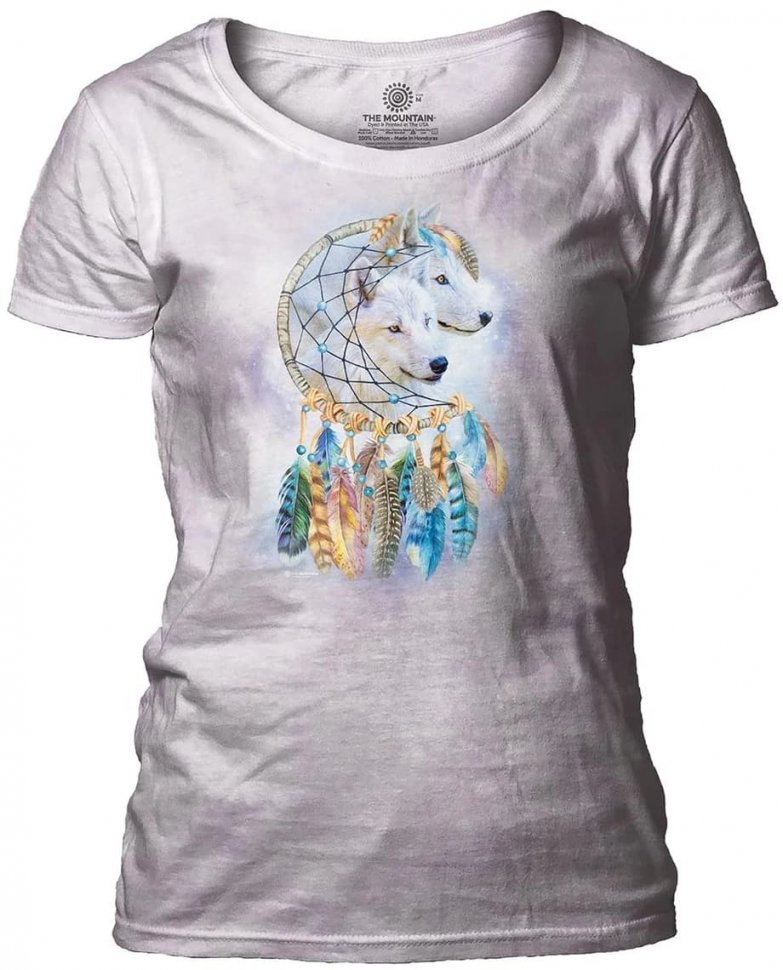 Женская футболка Mountain широкий ворот - Wolf Dreams