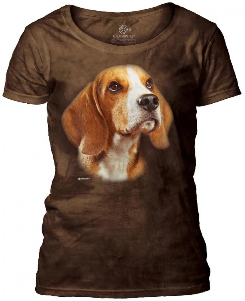 Женская футболка Mountain широкий ворот - Beagle Portrait