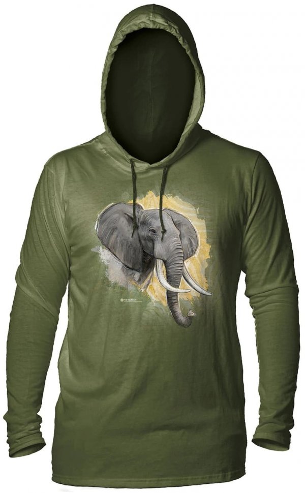 Лонгслив с капюшоном Mountain  - Modern Safari Elephant Green