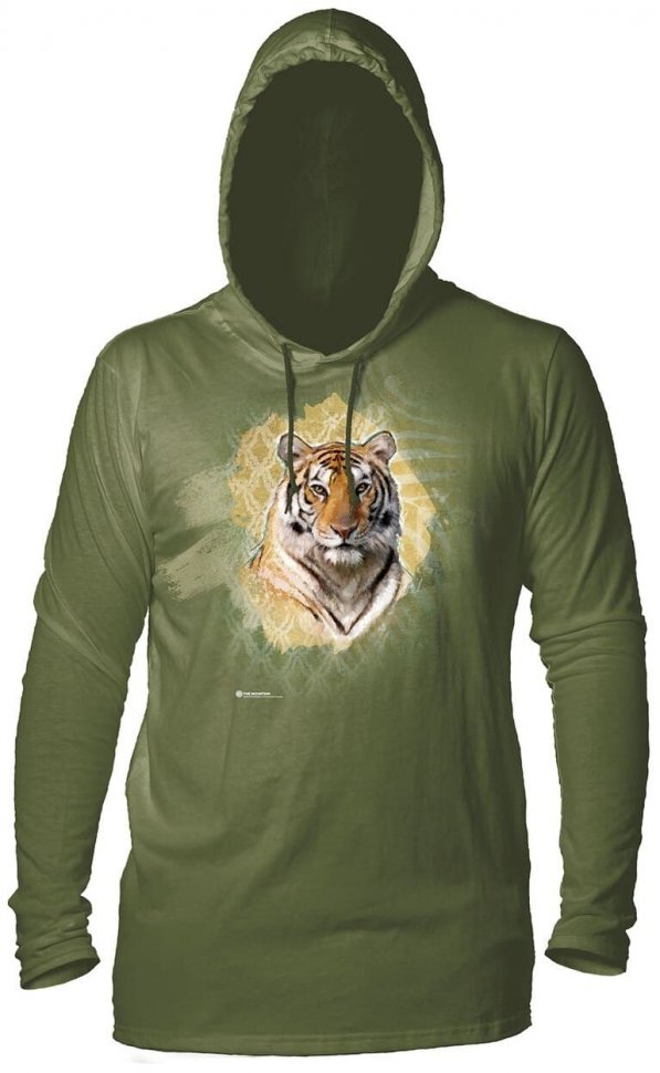 Лонгслив с капюшоном Mountain  -  Modern Safari Tiger Green