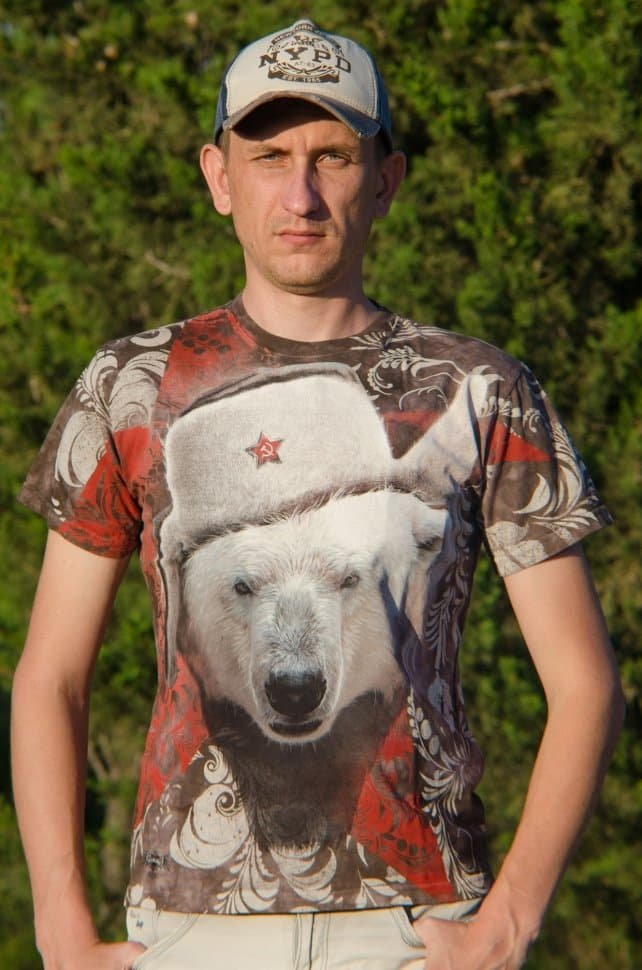 Футболка Krasar тотальная двусторонняя - Белый медведь