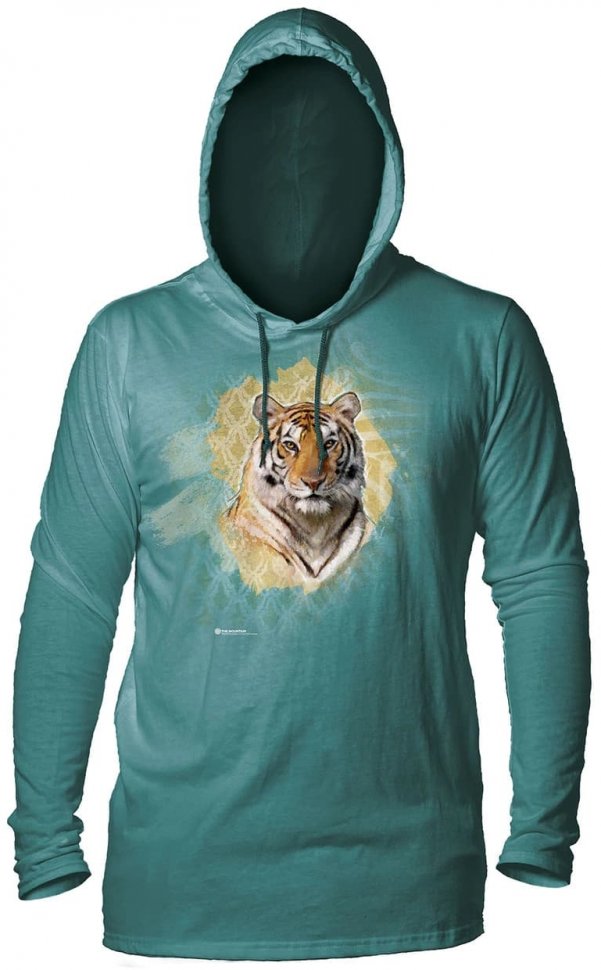 Лонгслив с капюшоном Mountain  -  Modern Safari Tiger Teal