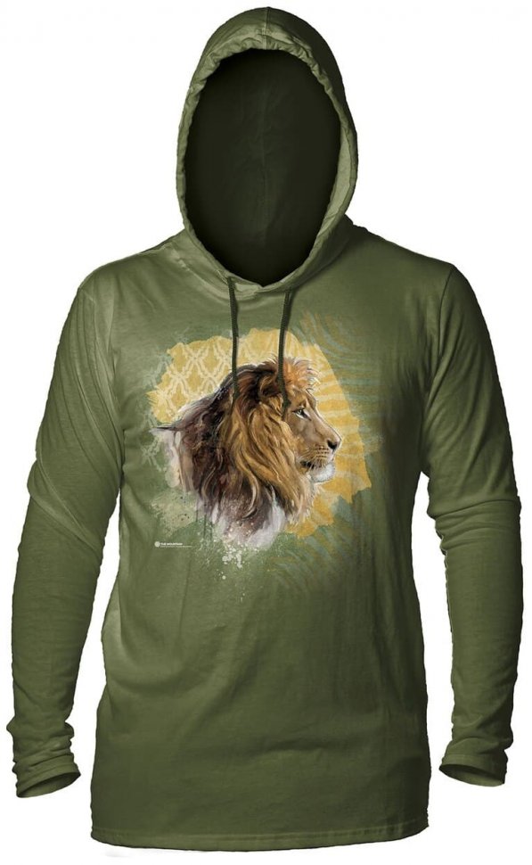 Лонгслив с капюшоном Mountain  -  Modern Safari Lion Green