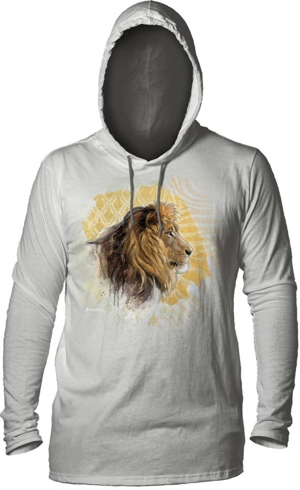 Лонгслив с капюшоном Mountain  -  Modern Safari Lion Gray