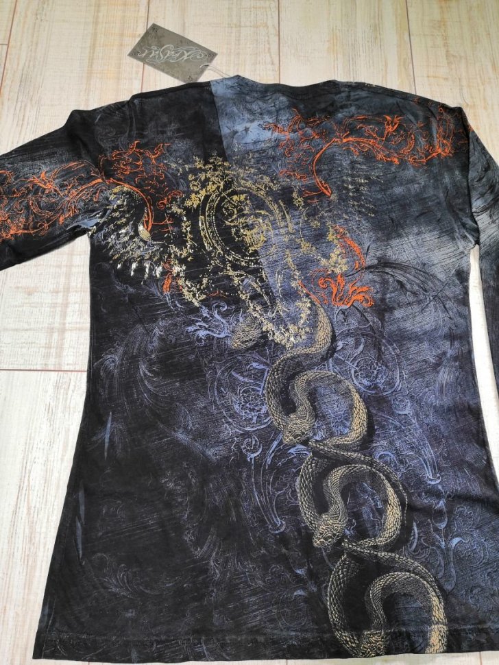 Тотальная 2-х сторонняя футболка Krasar с длинным рукавом с фольгой - Змеиное логово