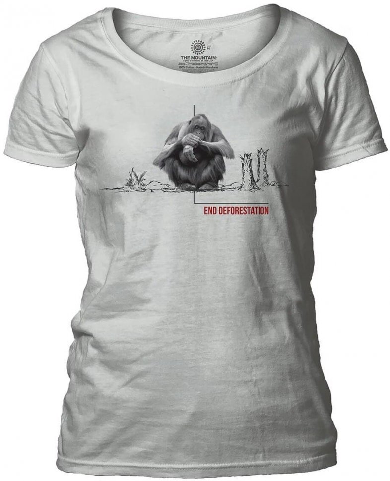Женская футболка Mountain широкий ворот - Deforestation Orangutan