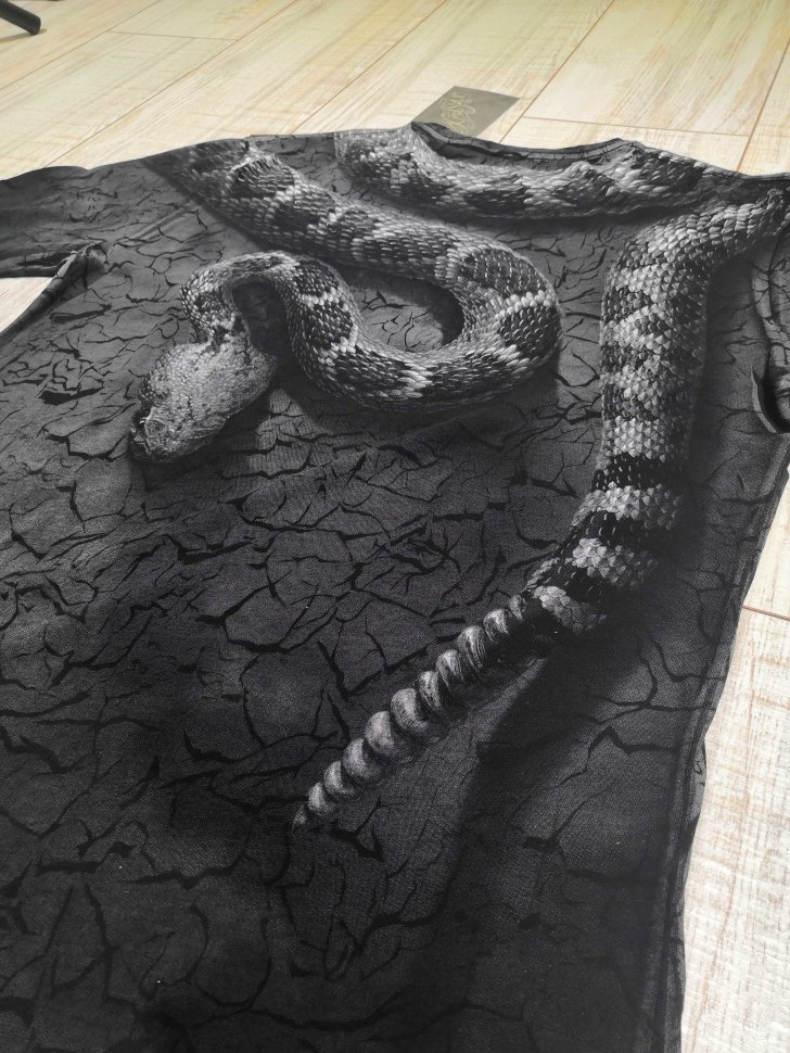 Тотальная 2-х сторонняя футболка Krasar с длинным рукавом - Гремучая змея