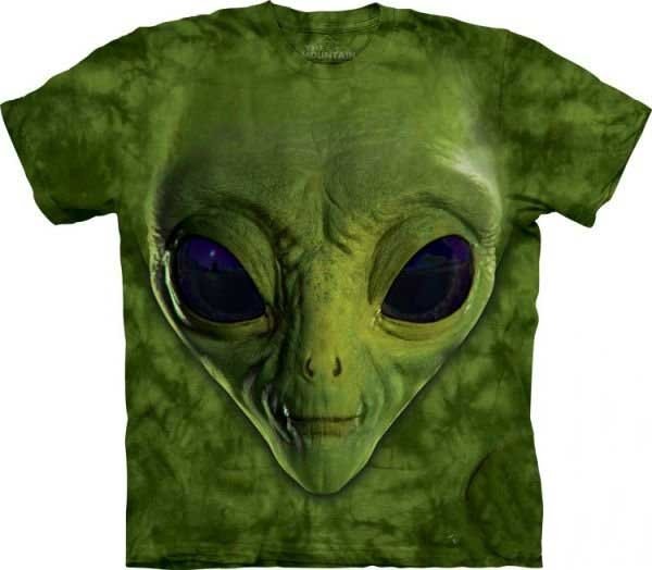 3D футболка Mountain  - Green Alien Face