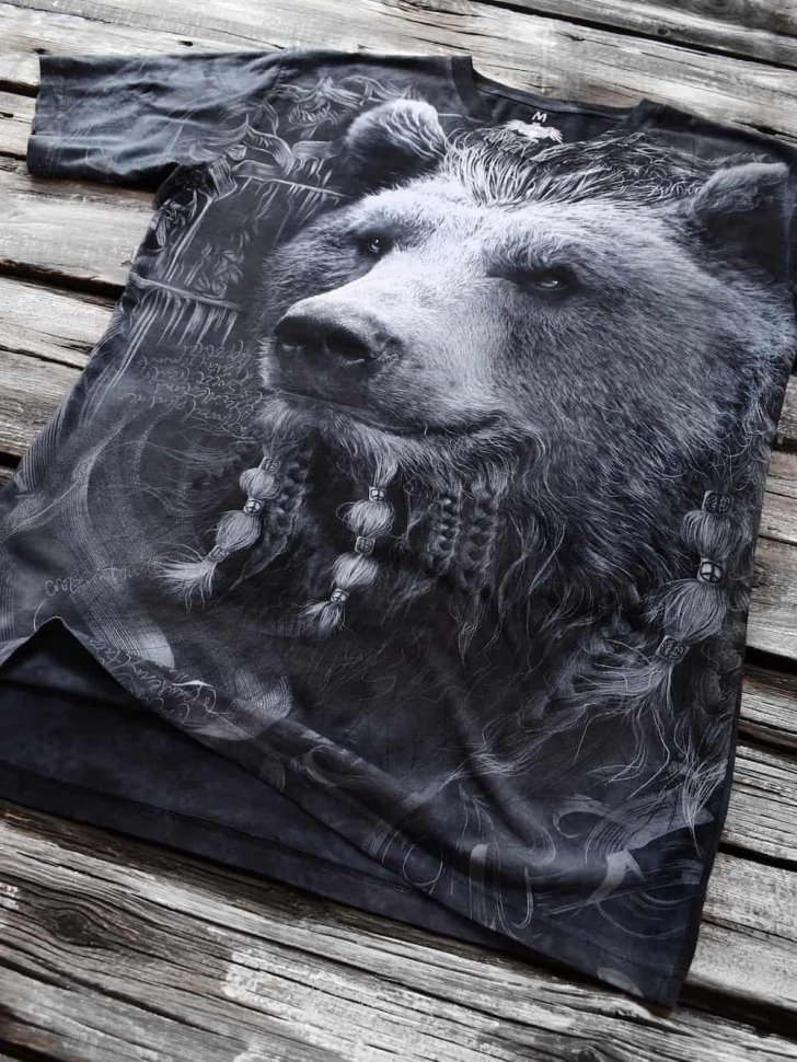 Мужская футболка Krasar Тотальная двусторонняя футболка Krasar - Медведь брутальный