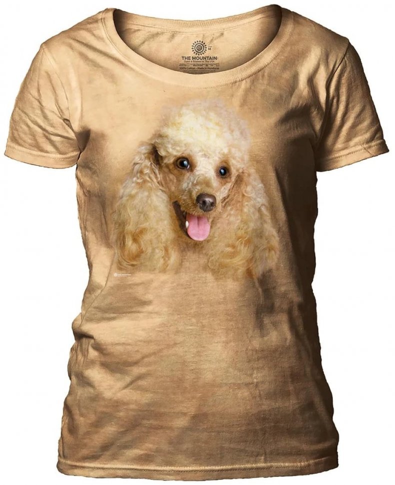 Женская футболка Mountain широкий ворот - Happy Poodle Portrait