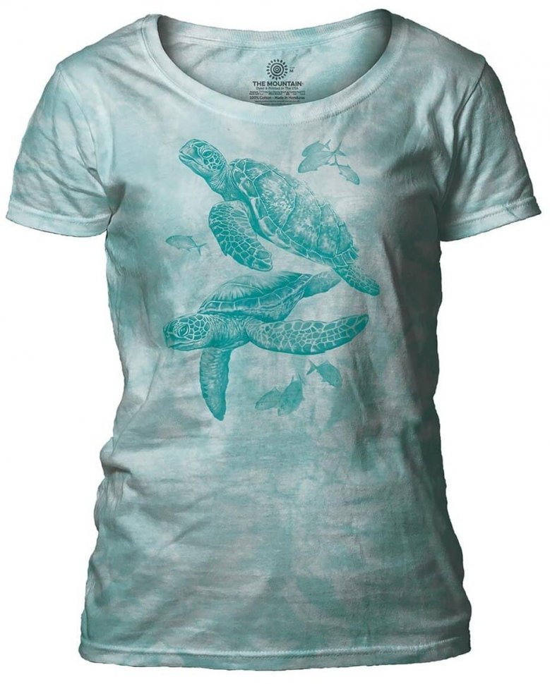 Женская футболка Mountain широкий ворот - Monotone Sea Turtles