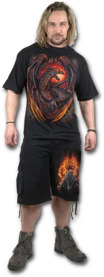 Джинсовые винтажные шерты - FLAMING DEATH