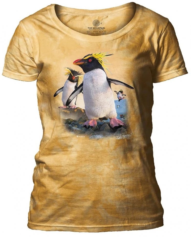 Женская футболка Mountain широкий ворот - Rockhopper Penguins