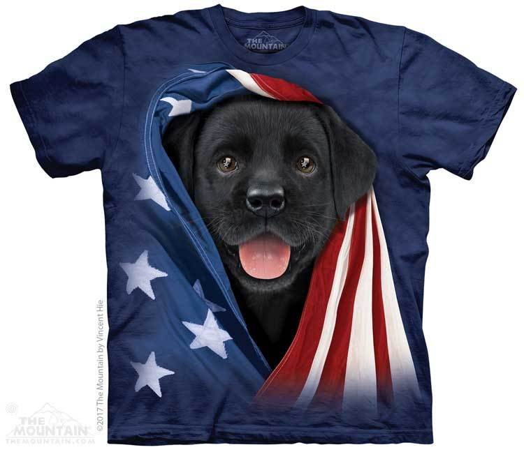 Футболка Mountain - Patriotic Black Lab Pup
