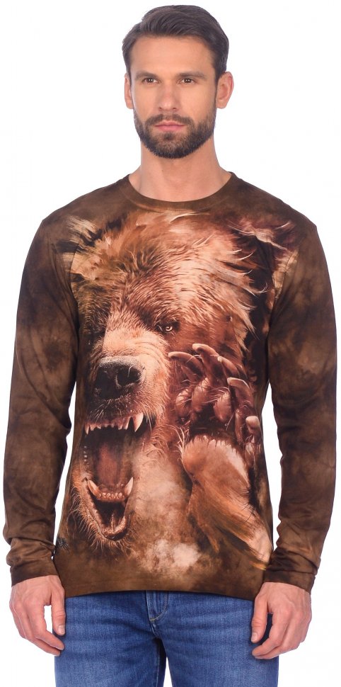 3D Тотальная футболка Krasar с длинным рукавом - Медведь