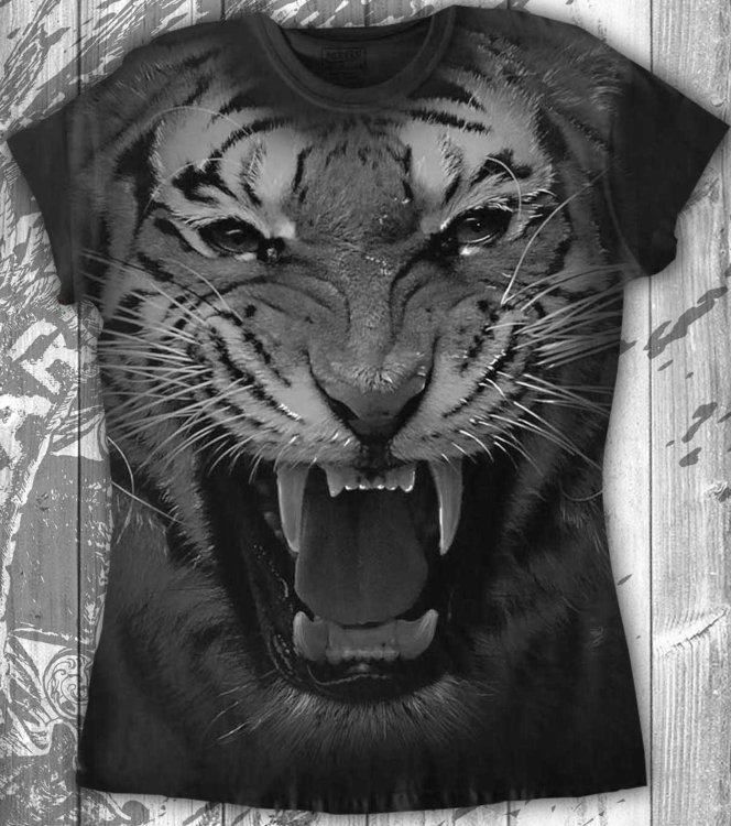 3D Женская футболка Krasar - Тигр оскал