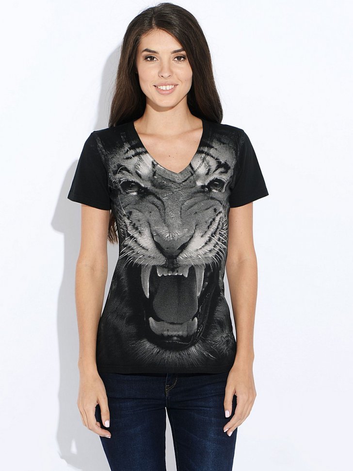 3D Женская футболка Krasar - Тигр оскал