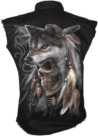 Джинсовая безрукавка SPIRIT OF THE WOLF от TM Spiral