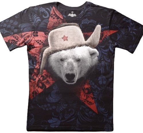 Мужская футболка Krasar Белый медведь (Черно-синяя)