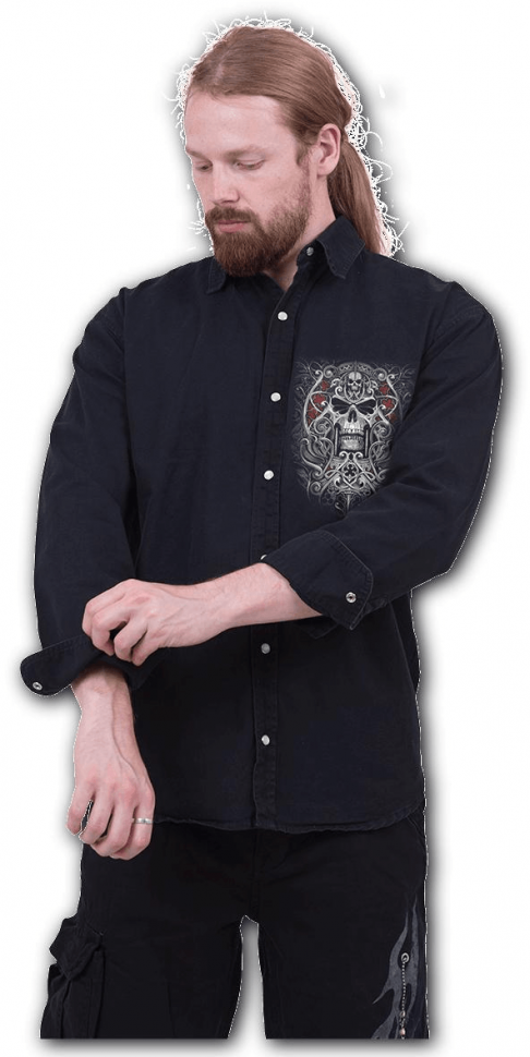 Мужская джинсовая рубашка REAPER'S DOOR с длинным рукавом 610