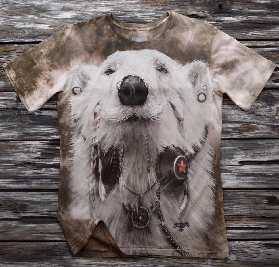 Мужская футболка Krasar Медведь хиппи