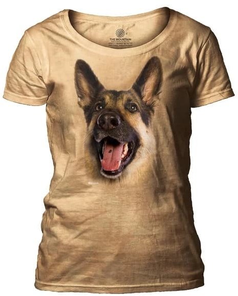 Женская футболка Mountain широкий ворот - Joyful German Shepherd
