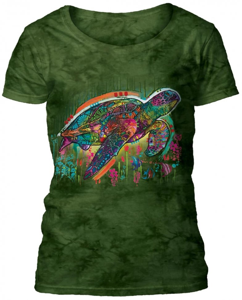 Женская футболка Mountain широкий ворот - Sea Turtle