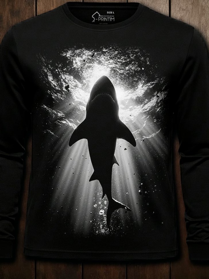 Лонгслив Q-Printim - Силуэт акулы