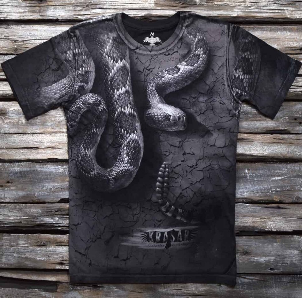 Мужская футболка Krasar Футболка Krasar тотальная двусторонняя - Гремучая змея