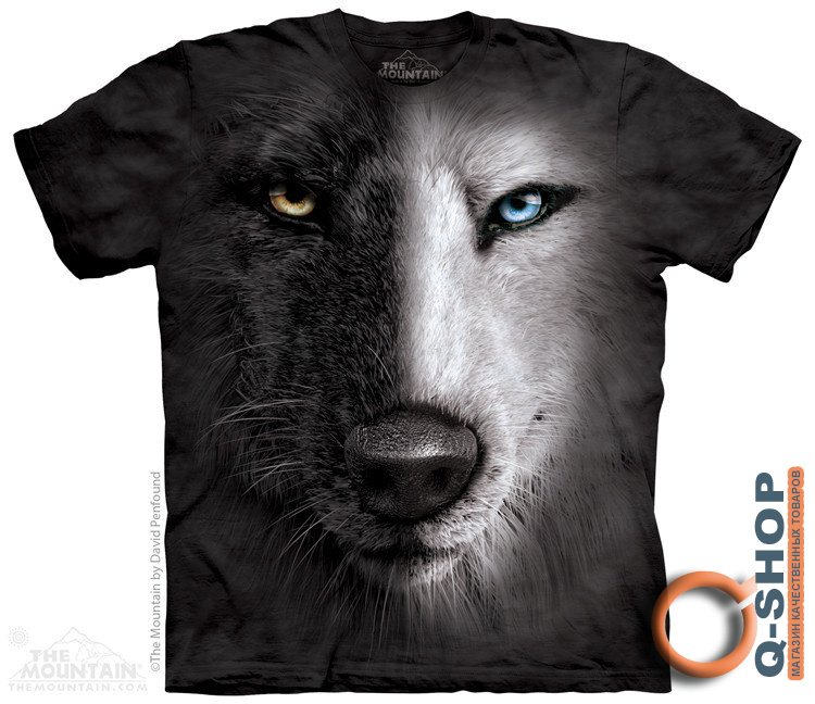 Футболка Mountain 2015 - BLACK AND WHITE WOLF FACE