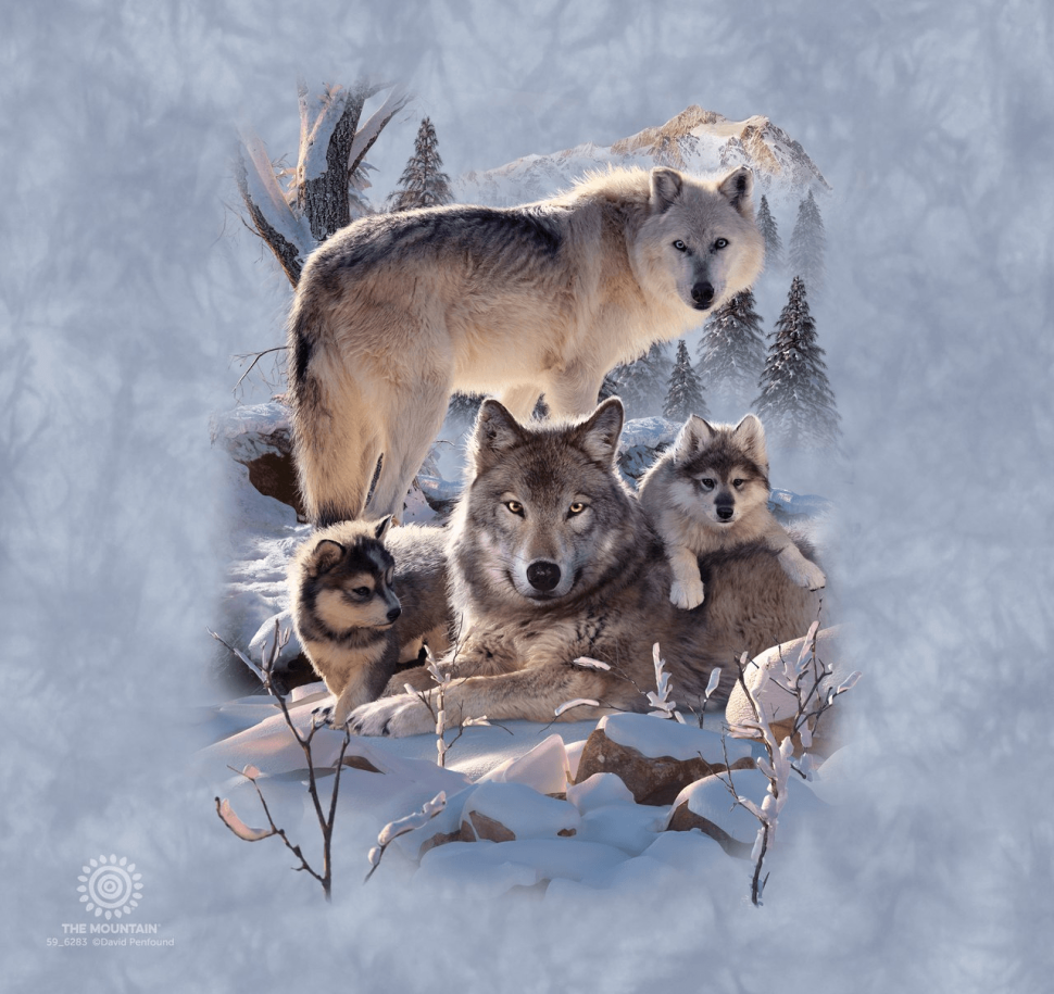 Термокружка Mountain - Wolf Family Sunrise