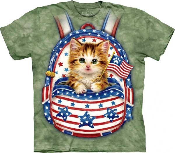 3D футболка Mountain  - Patriotic Backpack Kitten