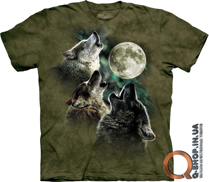 Футболка The Mountain - Three Wolf Moon in Olive