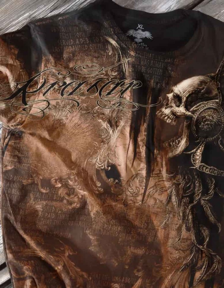 Мужская футболка Krasar Череп ИНДЕЙЦА коричневый