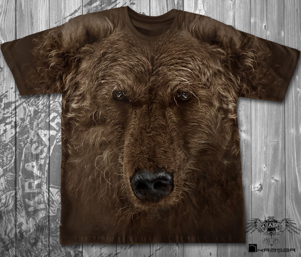  3D футболка варенка Krasar - Бурый медведь