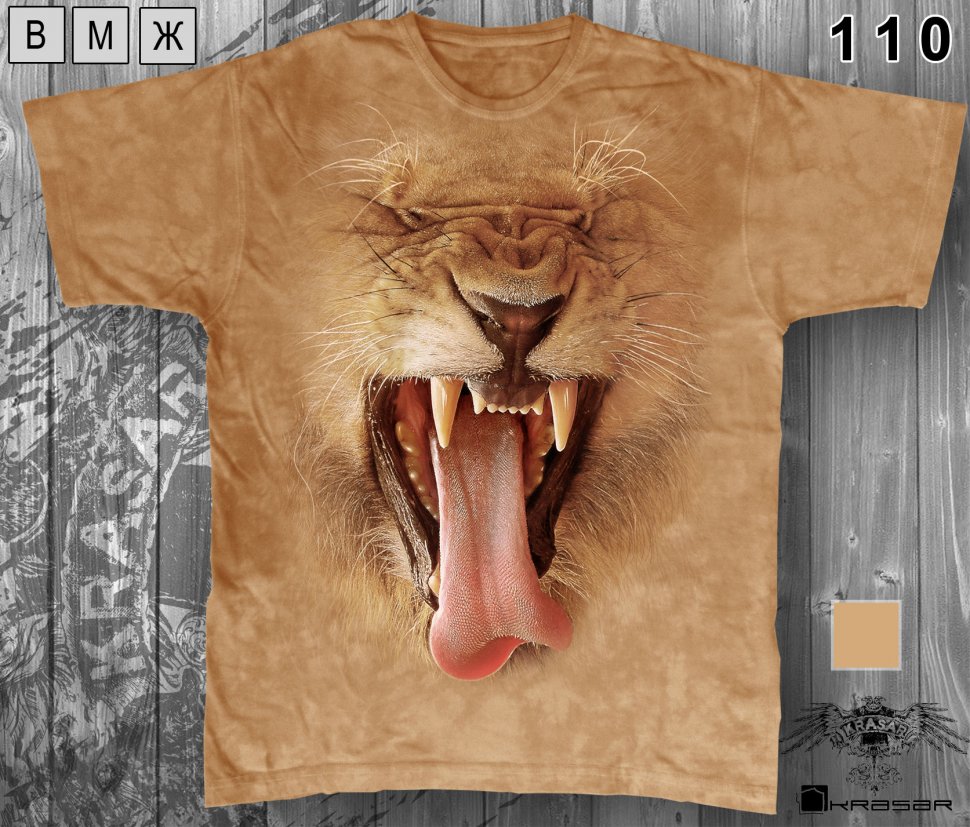 3D футболка варенка Krasar - Зевающий лев