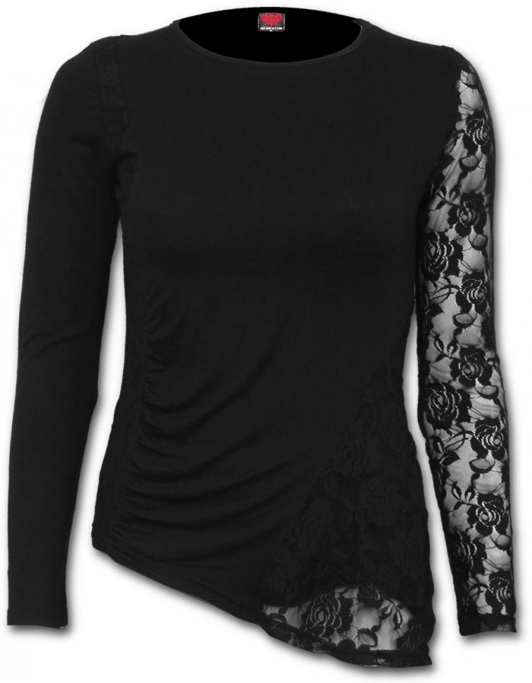 GOTHIC ELEGANCE - One Lace Sleeve Gathered Top