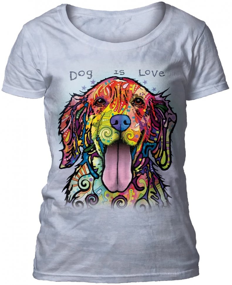 Женская футболка Mountain широкий ворот - Dog Is Love