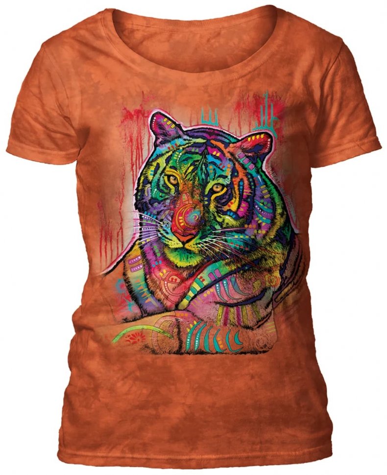 Женская футболка Mountain широкий ворот - Tiger