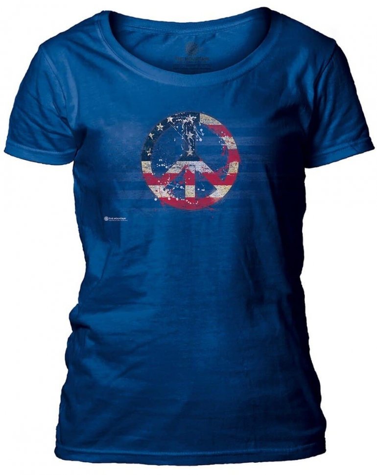 Женская футболка Mountain широкий ворот - Peace American Paint