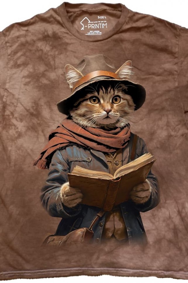 Футболка Q-Printim - Книжный кот