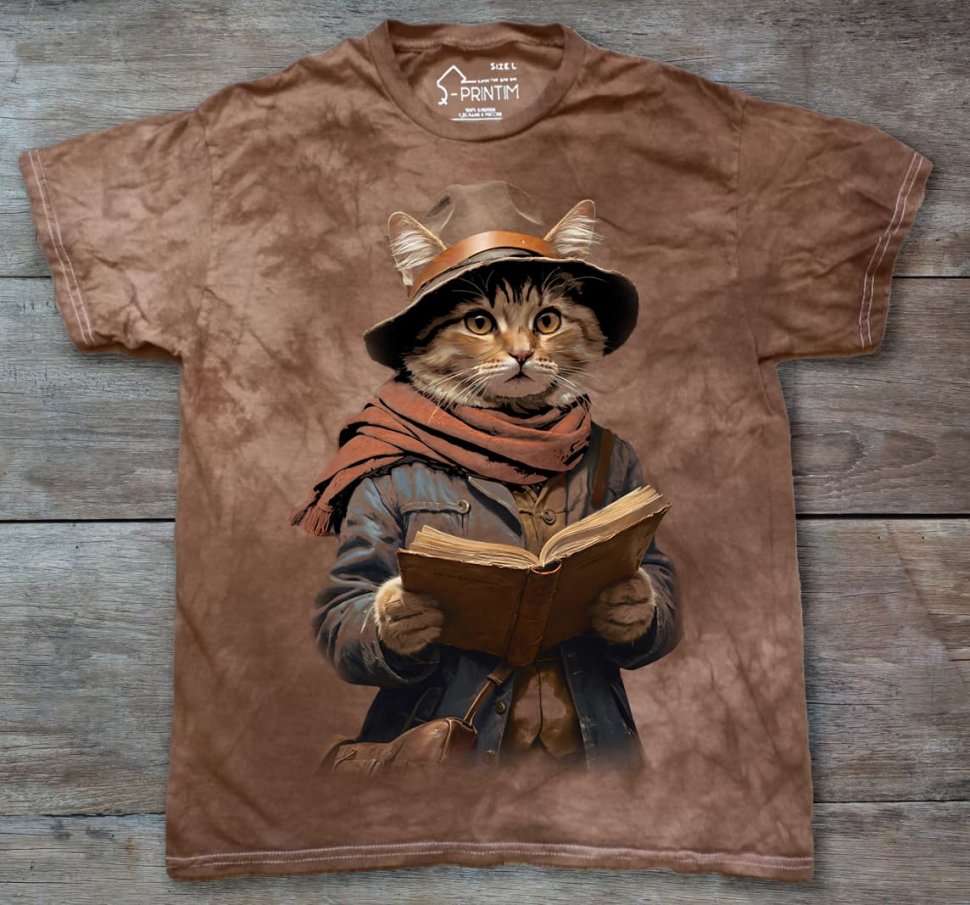 Футболка Q-Printim - Книжный кот